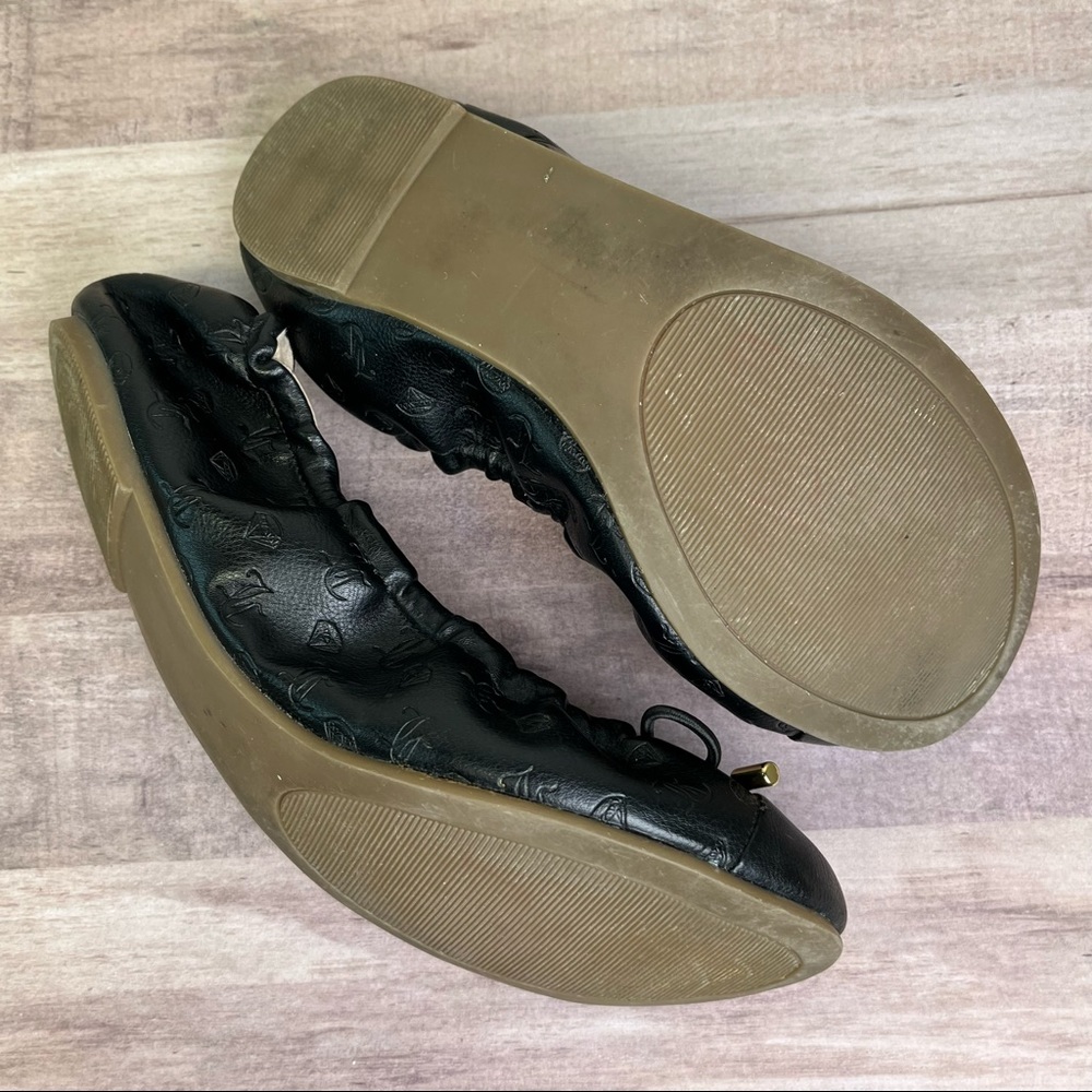 Juicy Couture Black Leather Logo Ballet Flats with Gold Accents size 7 - Picture 9 of 9